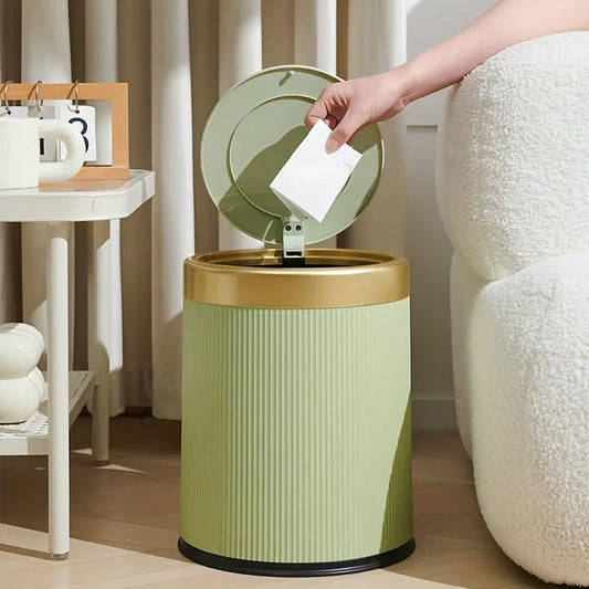 Elegance | Durable Press-Top Oval Trash Can with Odour-Sealing Inner Bucket 1