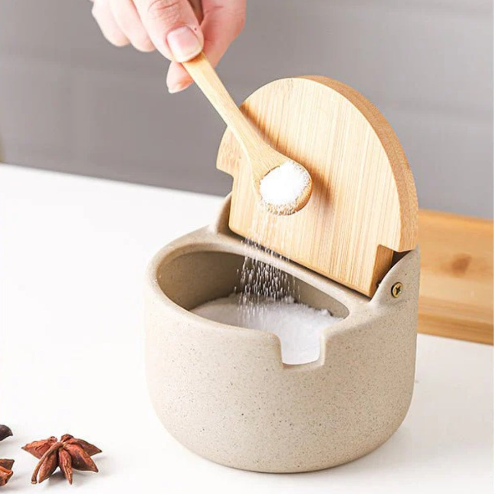 Elegant Kitchen | Ceramic Spice Jar Set with Bamboo Lids | Stylish Spice Storage for Organized Cooking 7