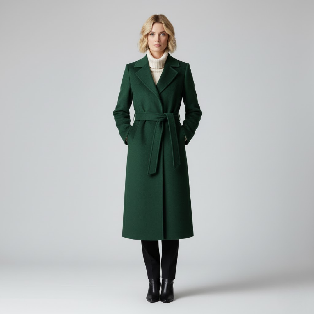 Zielony długi płaszcz Terori