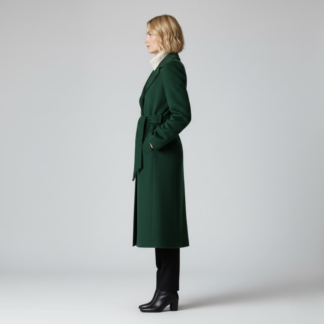 Zielony długi płaszcz Terori