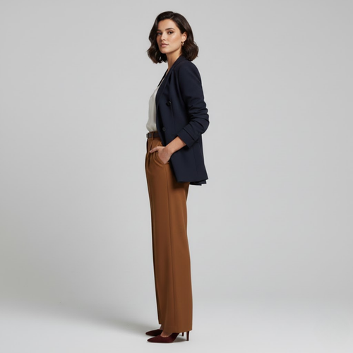 Brązowe spodnie Terori z wysokim stanem