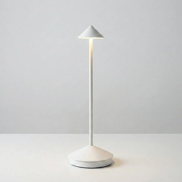 Modern white desk lamp on a light gray background
