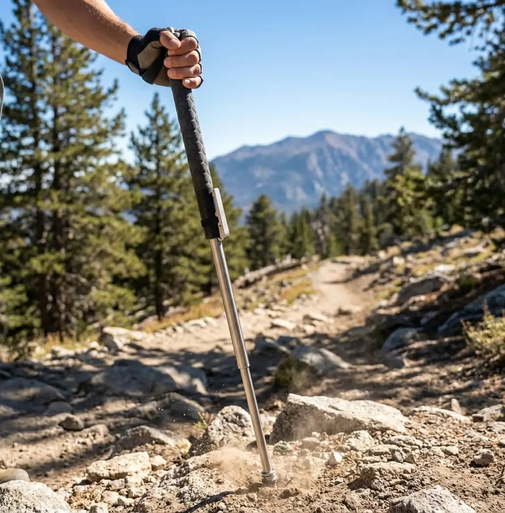 AdventureTrail | Trekking Poles with Automatic Pop-Up Mechanism | Lightweight Support for Outdoor Safety Terori