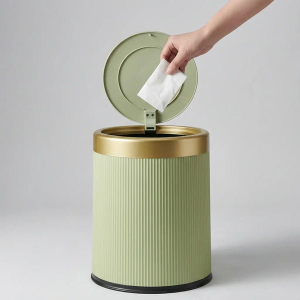 Elegance | Durable Press-Top Oval Trash Can with Odour-Sealing Inner Bucket Terori