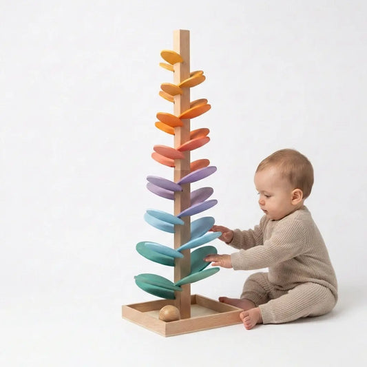 WonderPlay | Wooden Sound Tower Sensory Toy for 2+ Years with Colorful Marbles | Engaging Toy for Auditory Exploration Terori