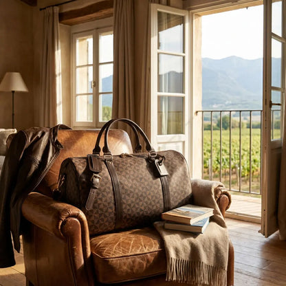 TravelCore | Leather Duffle Bag with Adjustable Strap | Stylish Weekender Bag for Organised Travel Terori