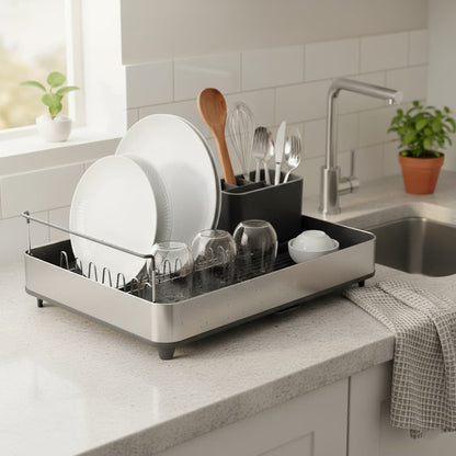 Extend Steel | Stainless Steel Dish Drying Rack with Adjustable Size | Efficient Drainage for Easy Drying
