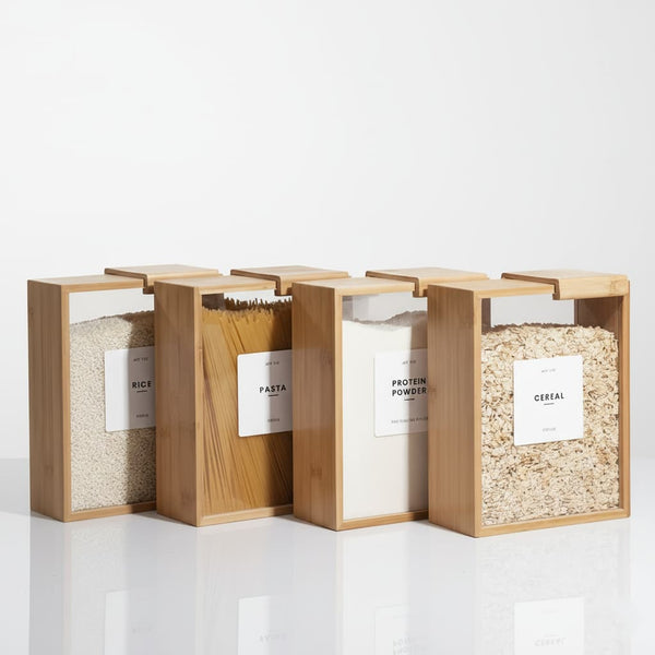 Elegant Bamboo Storage Container | Food Storage with Sliding Lid | Stylish Organization for Dry Goods